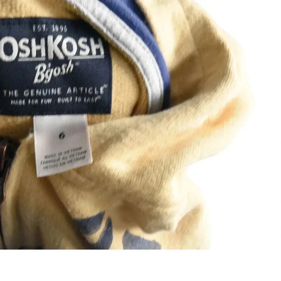 OshKosh Hoodie Size 6 Speed Machine Motorcycle Racer Palm Trees Yellow Stripes - Picture 8 of 8